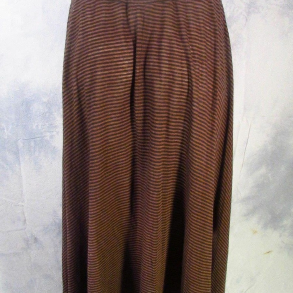Carol Horn Brown/Beige Striped Full Length Skirt